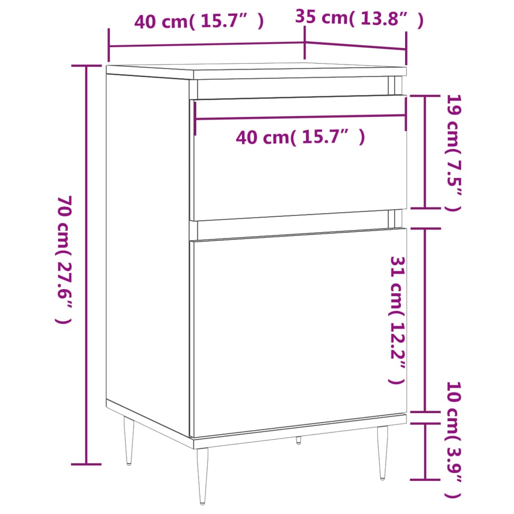 vidaXL Buffet gris béton 40x35x70 cm bois d'ingénierie