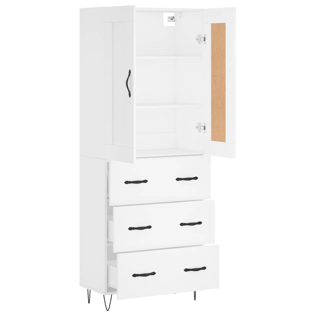 vidaXL Buffet haut Blanc 69,5x34x180 cm Bois d'ingénierie