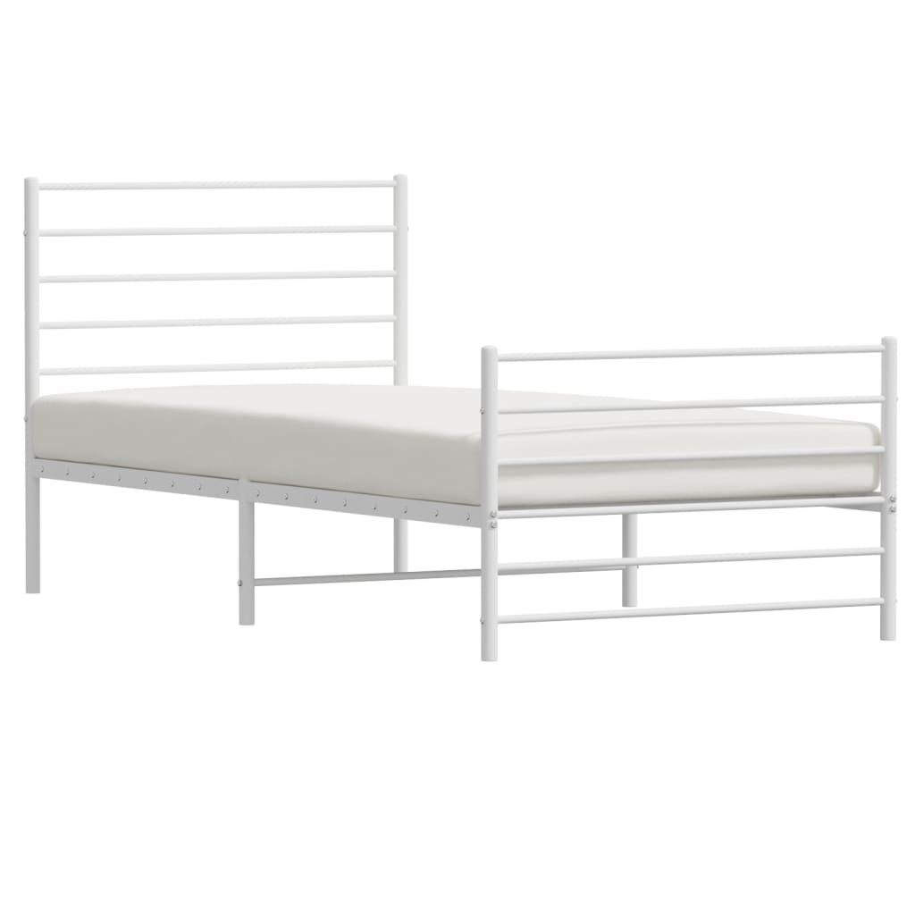 vidaXL Cadre de lit métal sans matelas avec pied de lit blanc 90x190cm