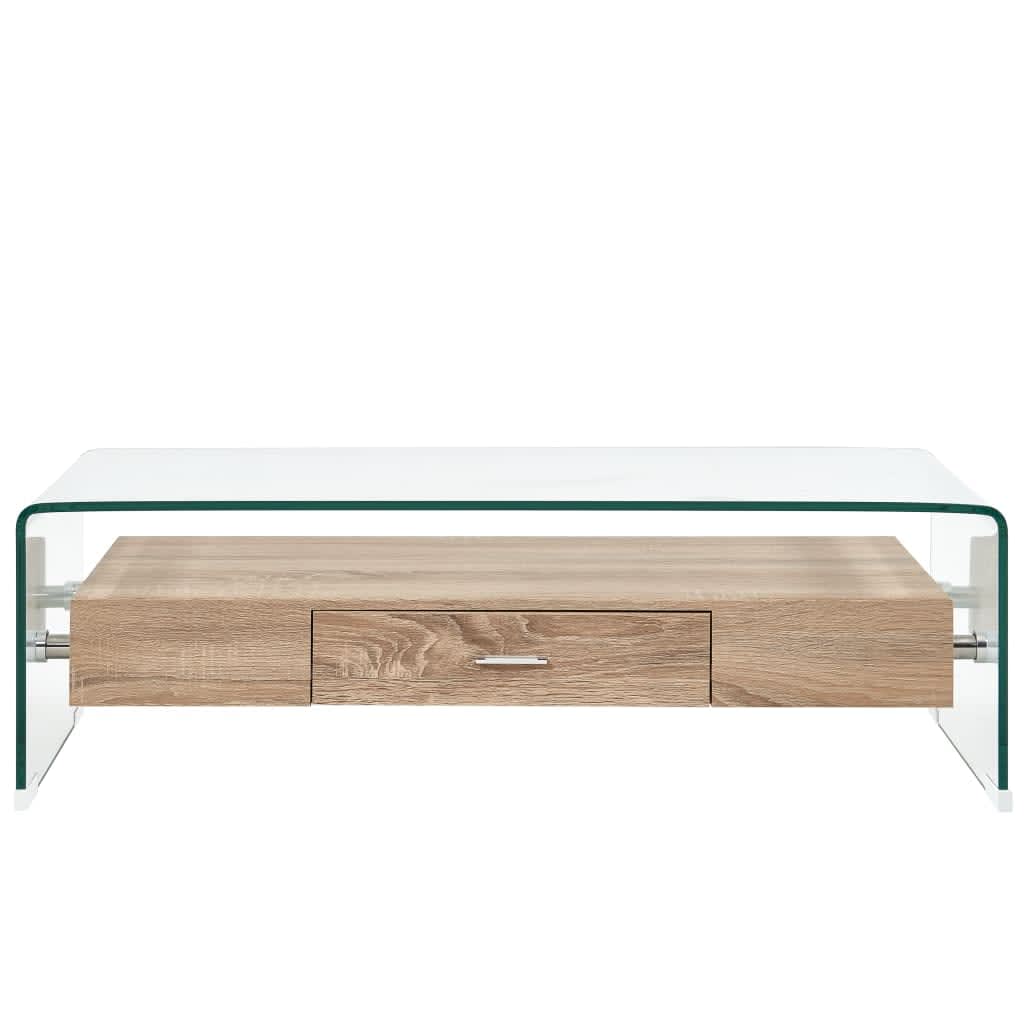 vidaXL Table basse Clair 98x45x31 cm Verre trempé