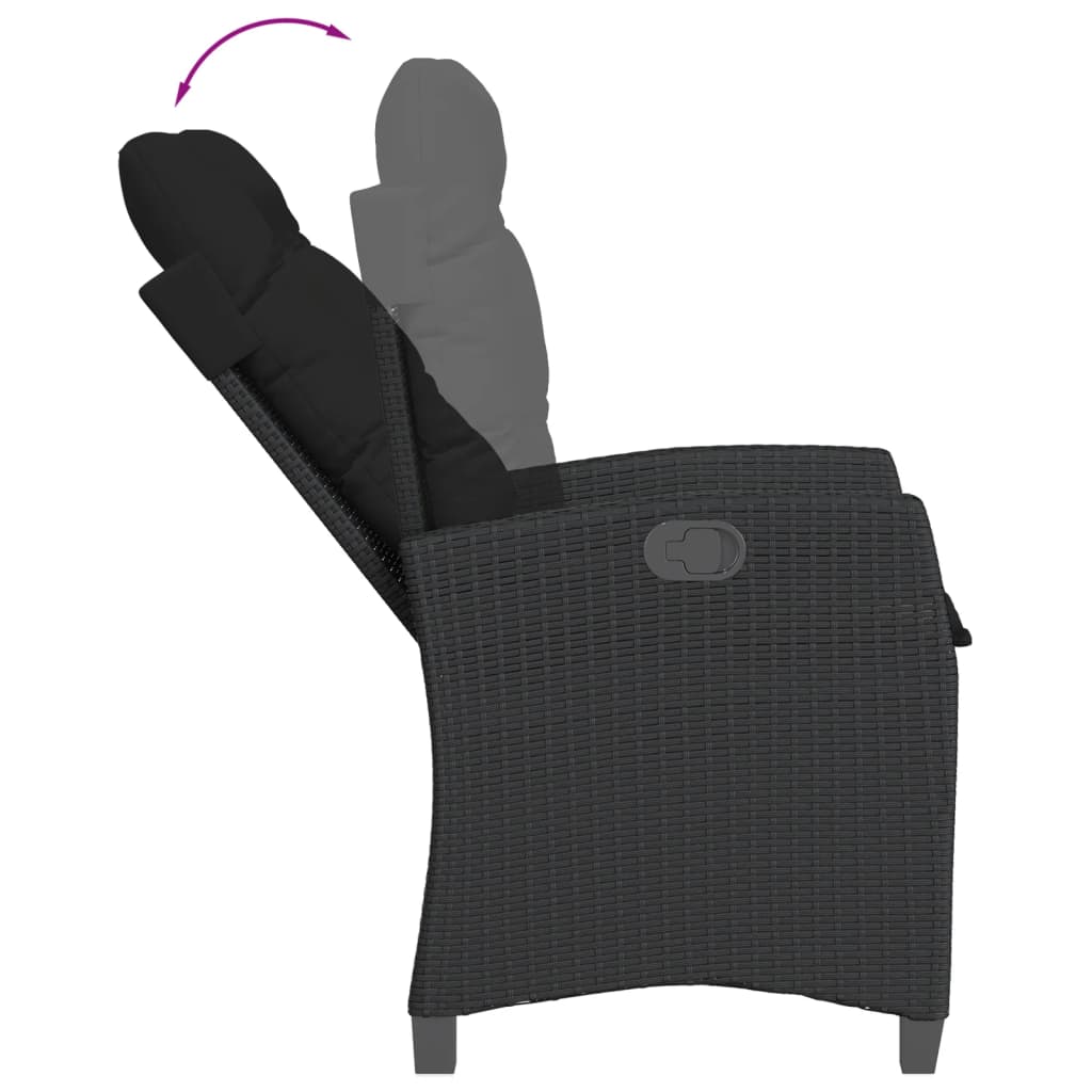 vidaXL Ensemble à manger de jardin 9pcs coussins noir résine tressée