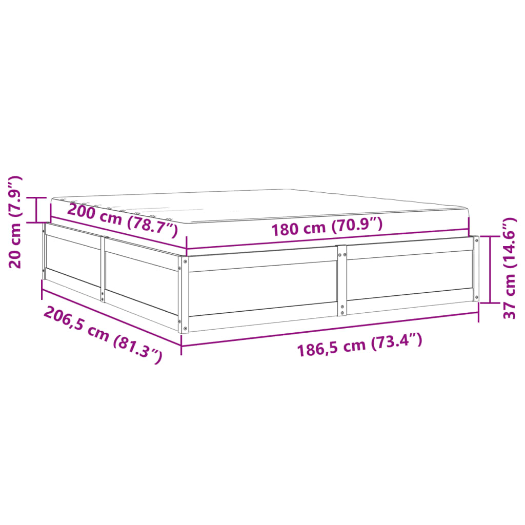 vidaXL Lit avec matelas blanc 180x200 cm bois massif de pin