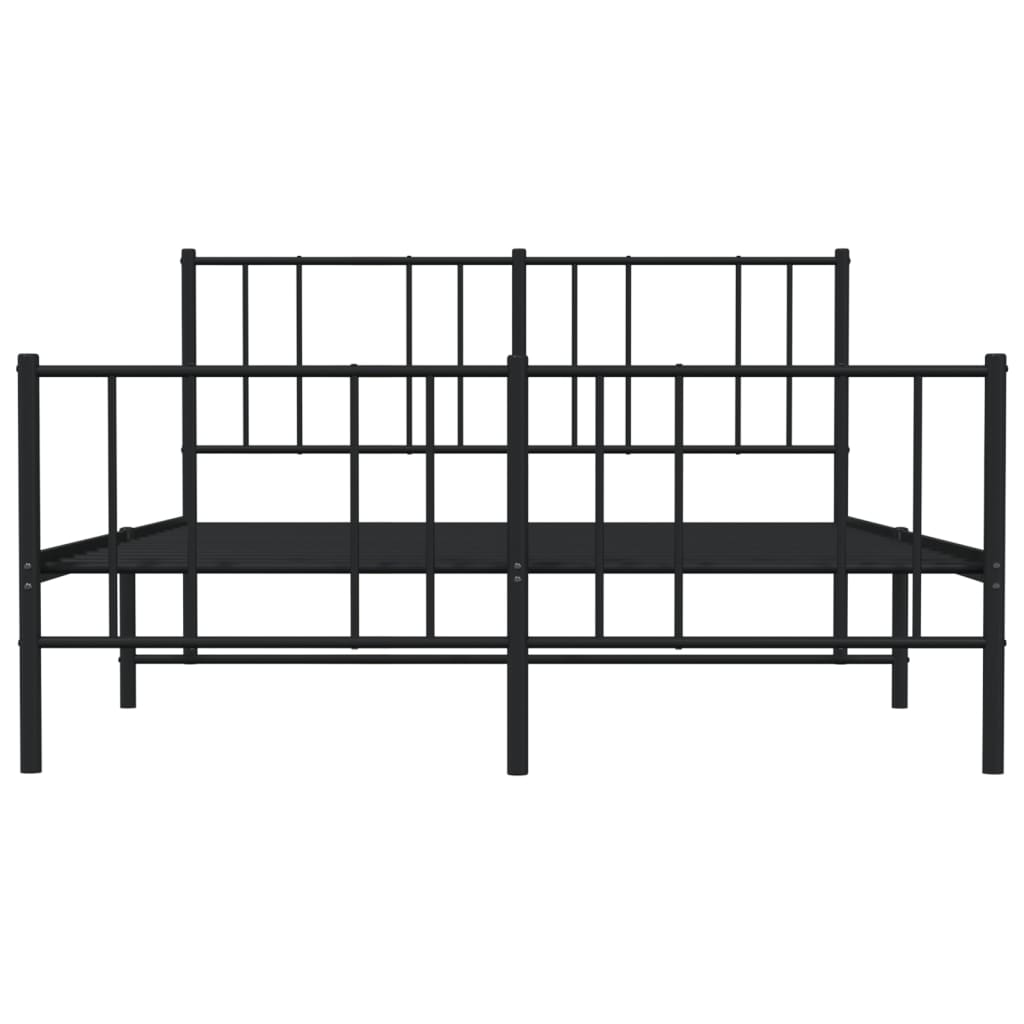 vidaXL Cadre de lit métal sans matelas avec pied de lit noir 135x190cm