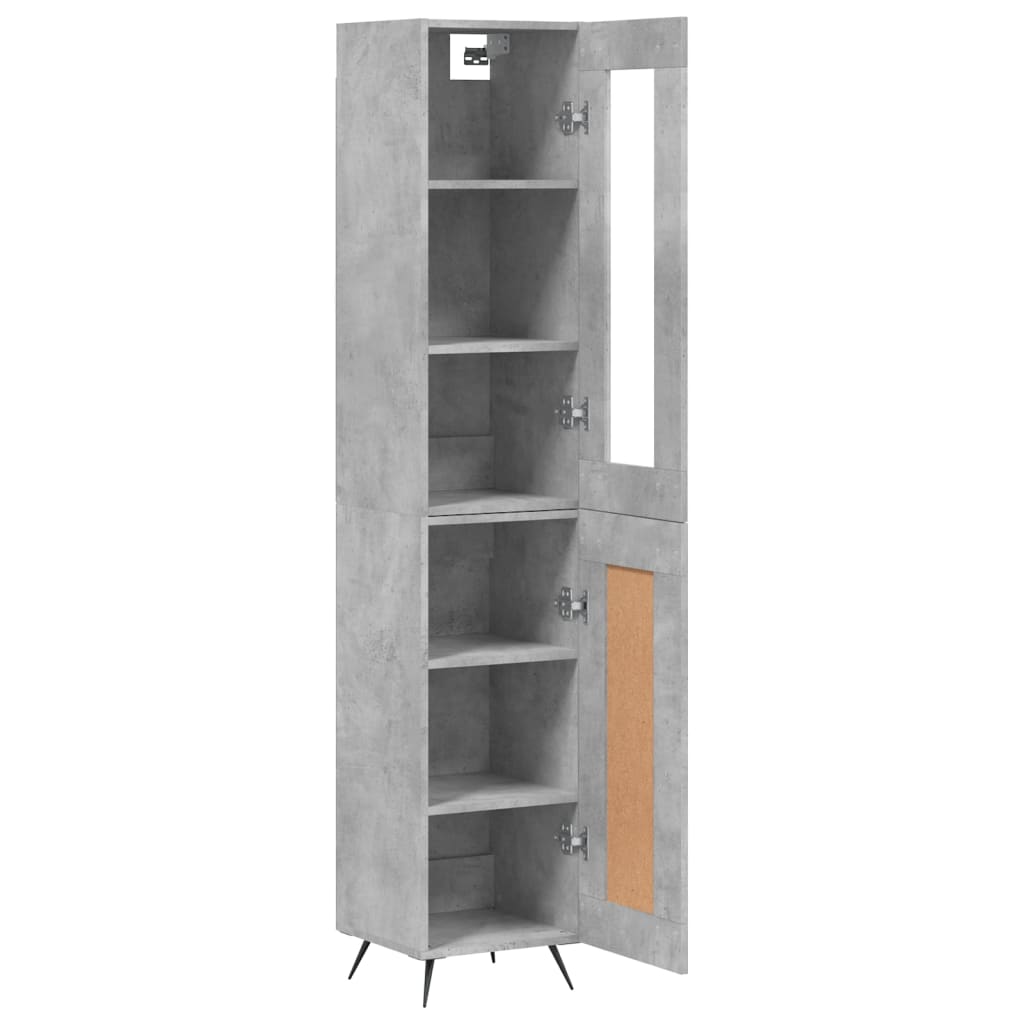 vidaXL Buffet haut Gris béton 34,5x34x180 cm Bois d'ingénierie