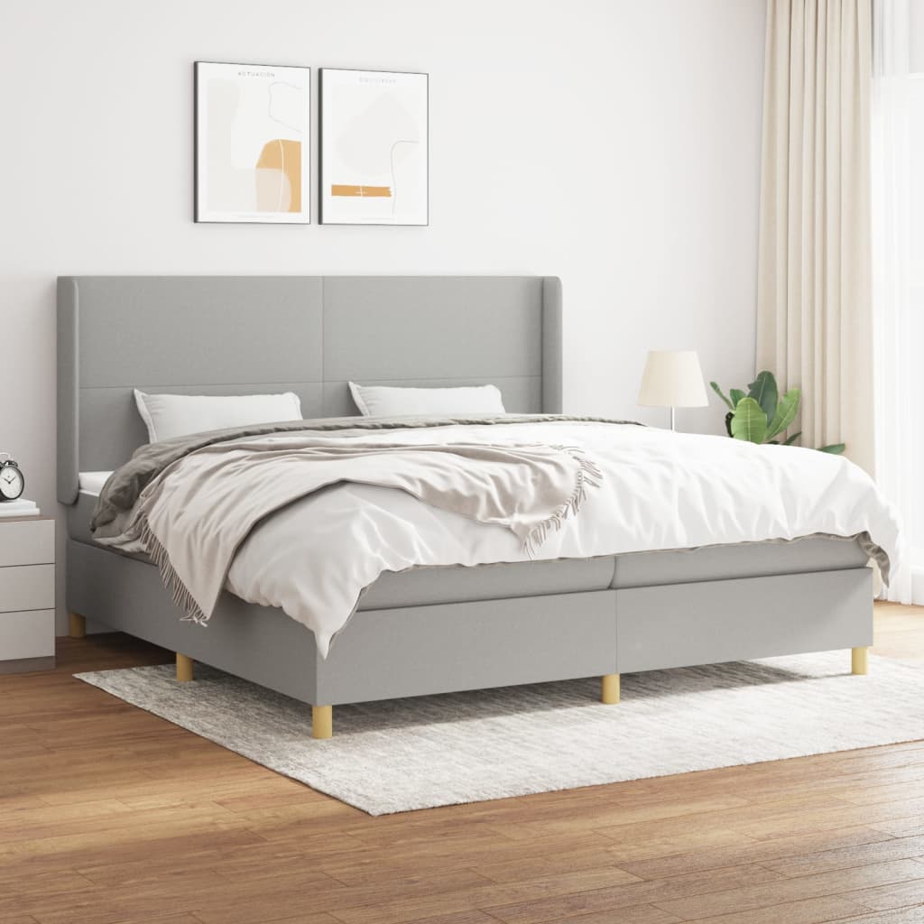 vidaXL Sommier à lattes de lit avec matelas Gris clair 200x200cm Tissu