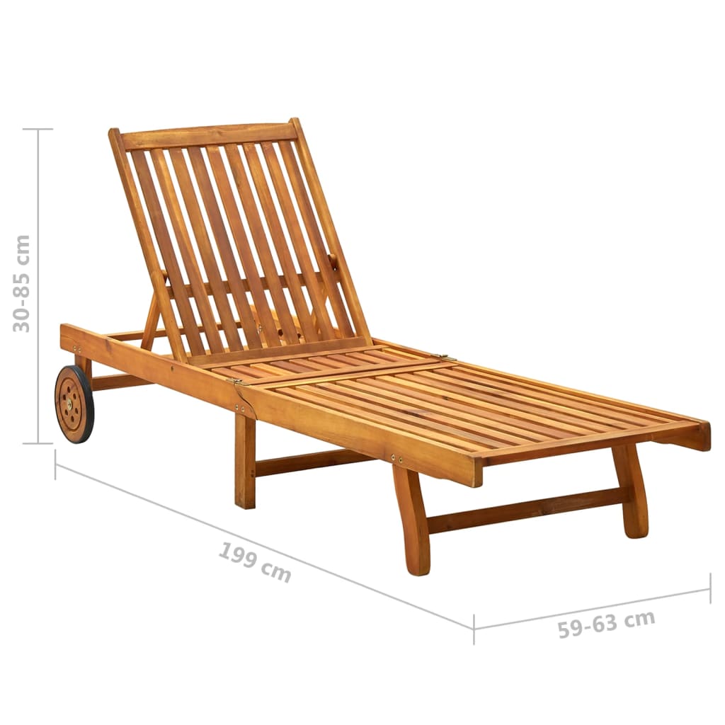 vidaXL Chaise longue de jardin avec coussin Bois d'acacia solide