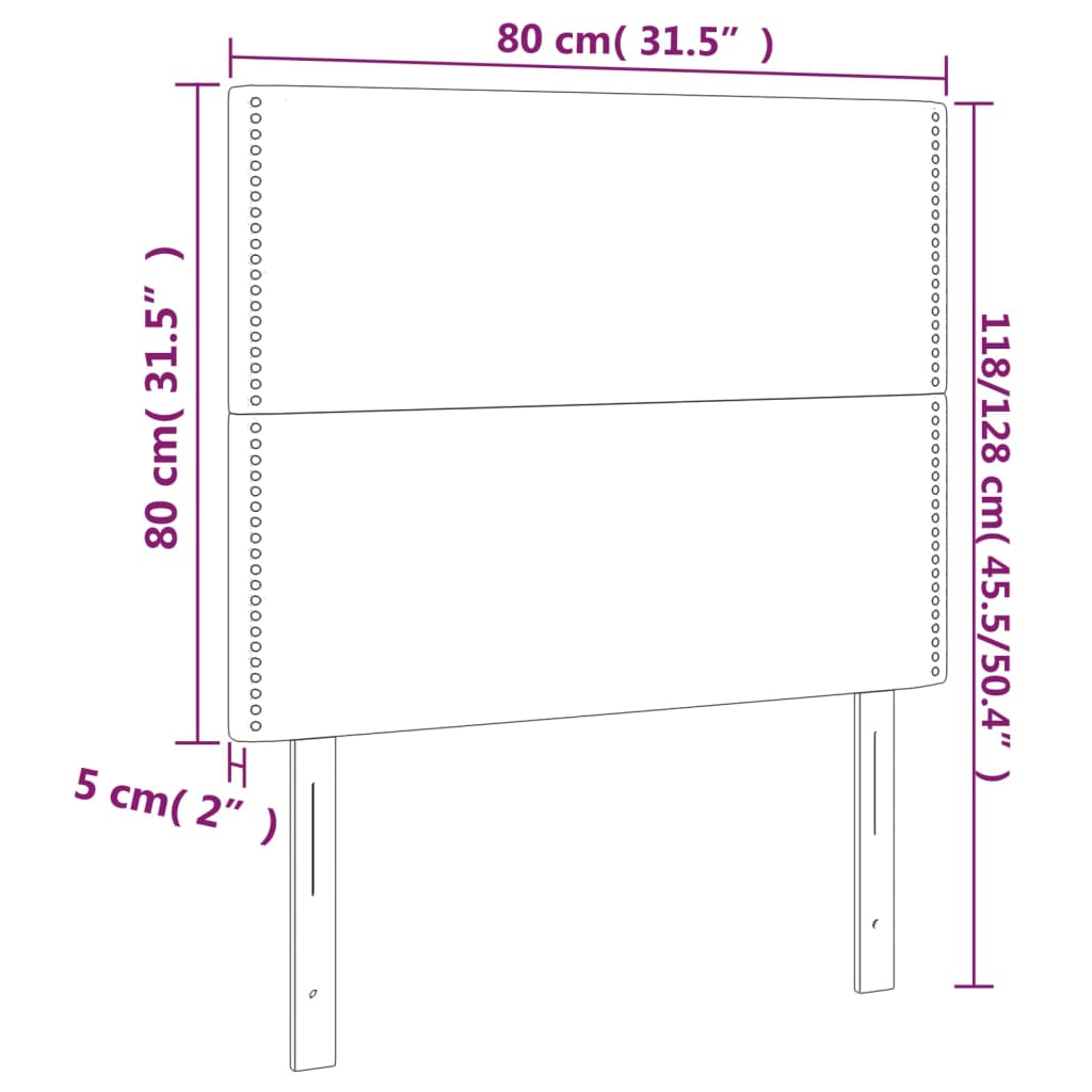 vidaXL Têtes de lit 2 pcs Gris 80x5x78/88 cm Similicuir