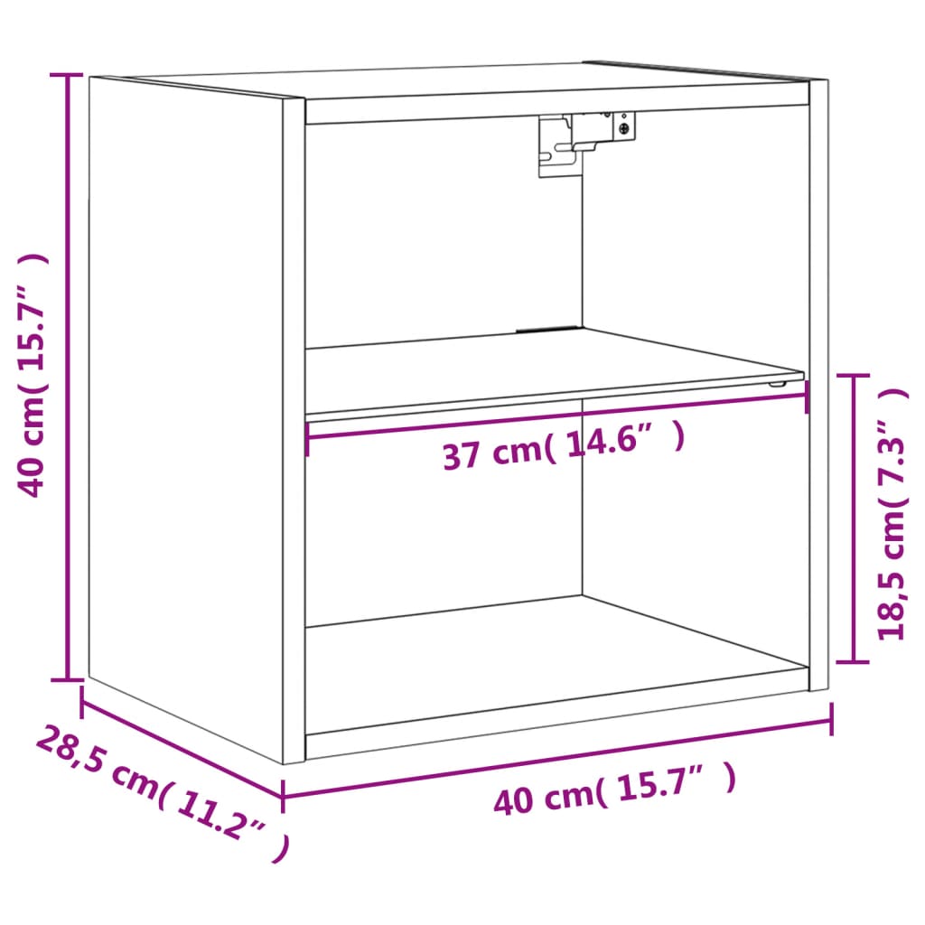 vidaXL Tables de chevet murales avec lumières LED 2 pcs sonoma gris