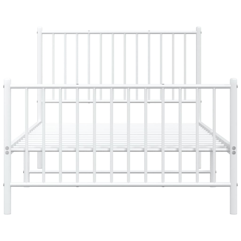 vidaXL Cadre de lit métal sans matelas et pied de lit blanc 100x190 cm