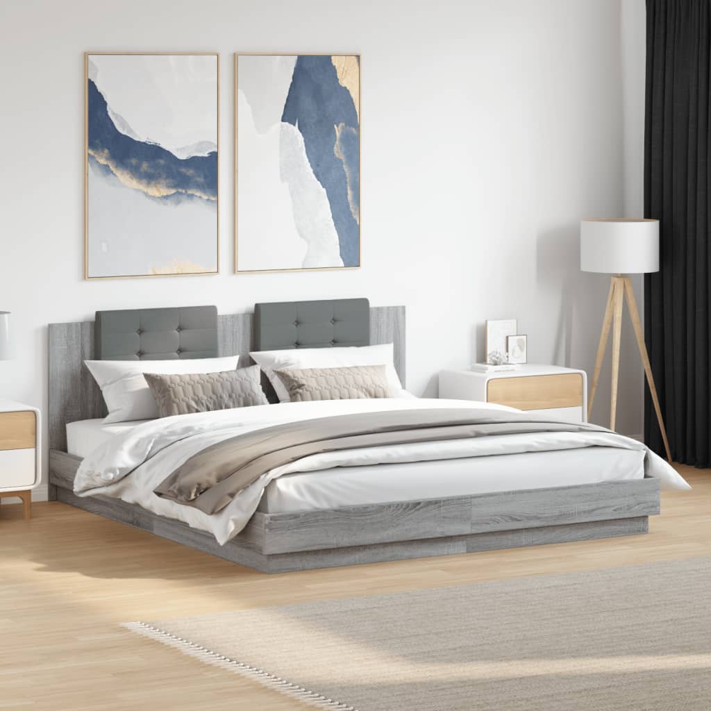 vidaXL Cadre de lit sans matelas sonoma gris 180x200 cm