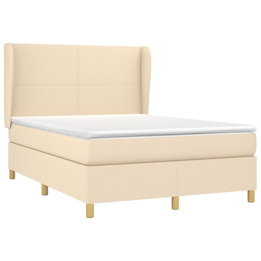 vidaXL Sommier à lattes de lit avec matelas Crème 140x190 cm Tissu