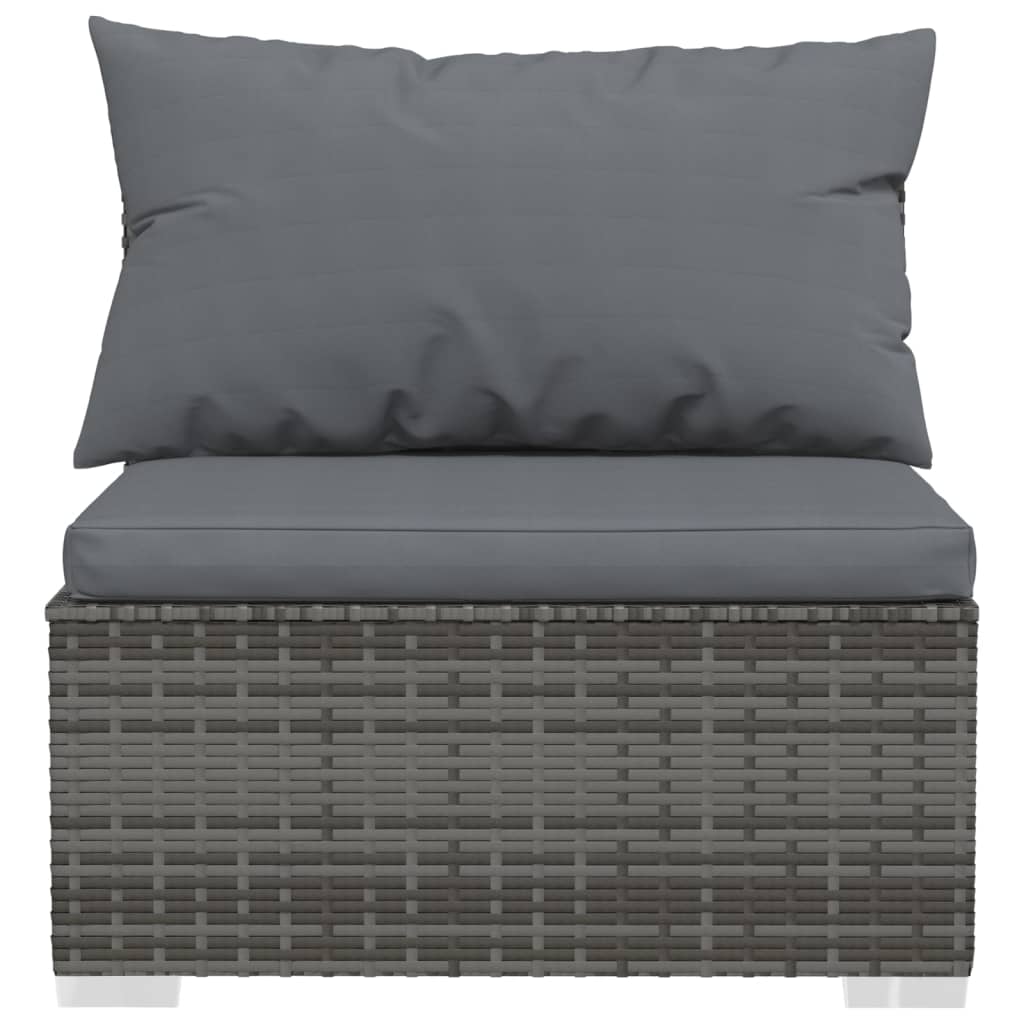 vidaXL Salon de jardin 8 pcs avec coussins Résine tressée Gris