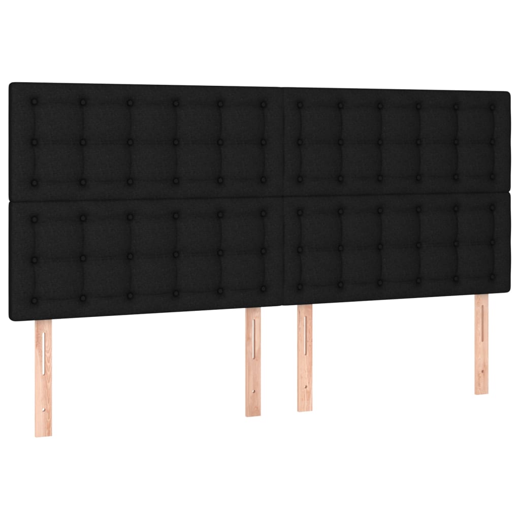 vidaXL Sommier à lattes de lit avec matelas Noir 200x200 cm Tissu