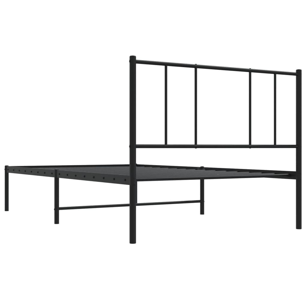 vidaXL Cadre de lit métal sans matelas avec tête de lit noir 90x190 cm