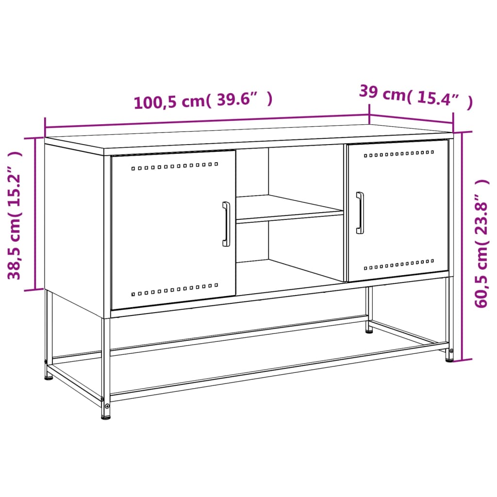 vidaXL Meuble TV rose 100,5x39x60,5 cm acier