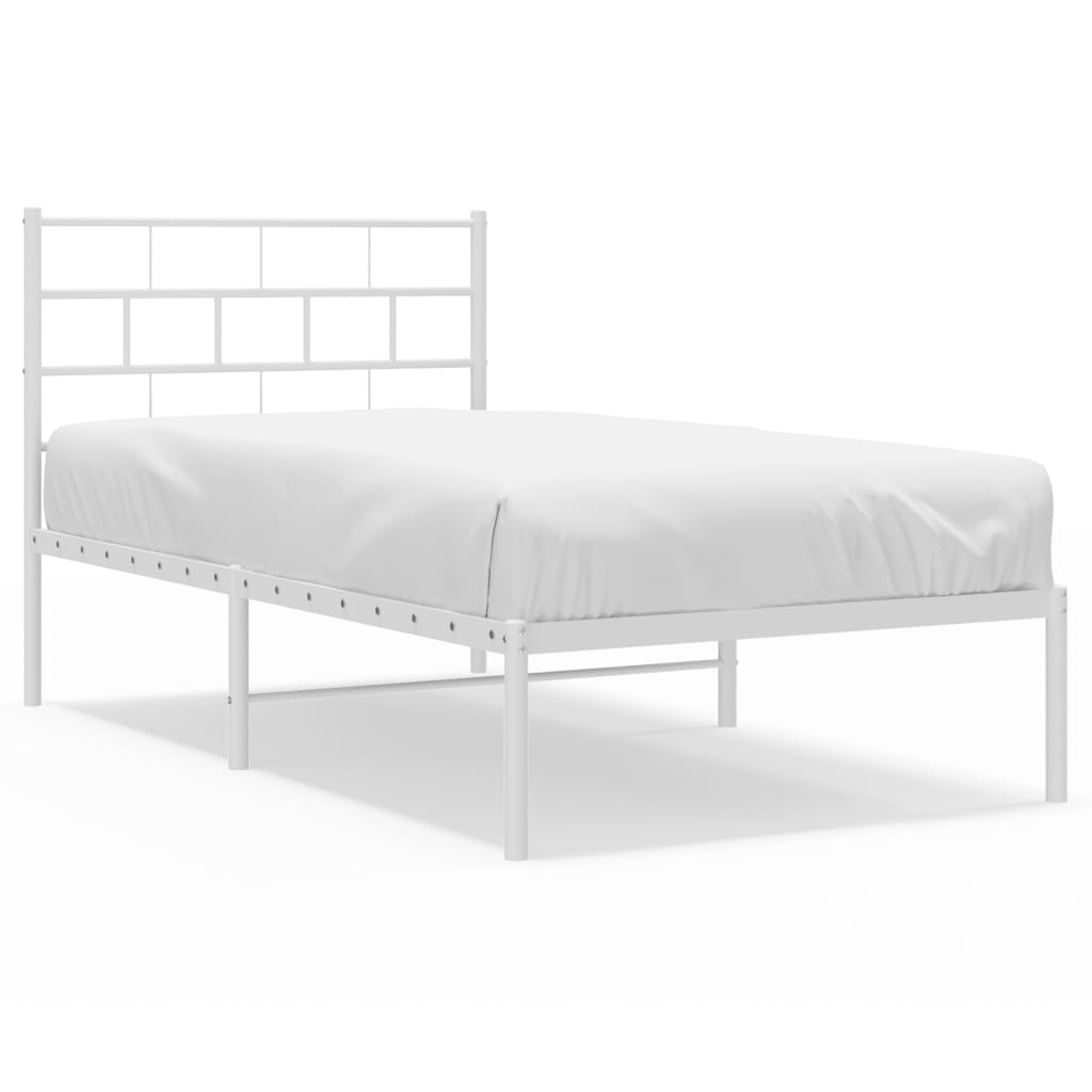 vidaXL Cadre de lit métal sans matelas et tête de lit blanc 100x190 cm