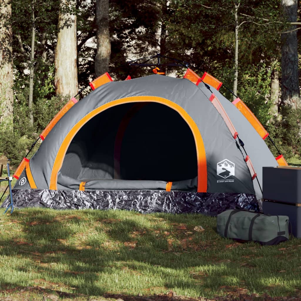 vidaXL Tente de camping 2 personnes gris et orange libération rapide