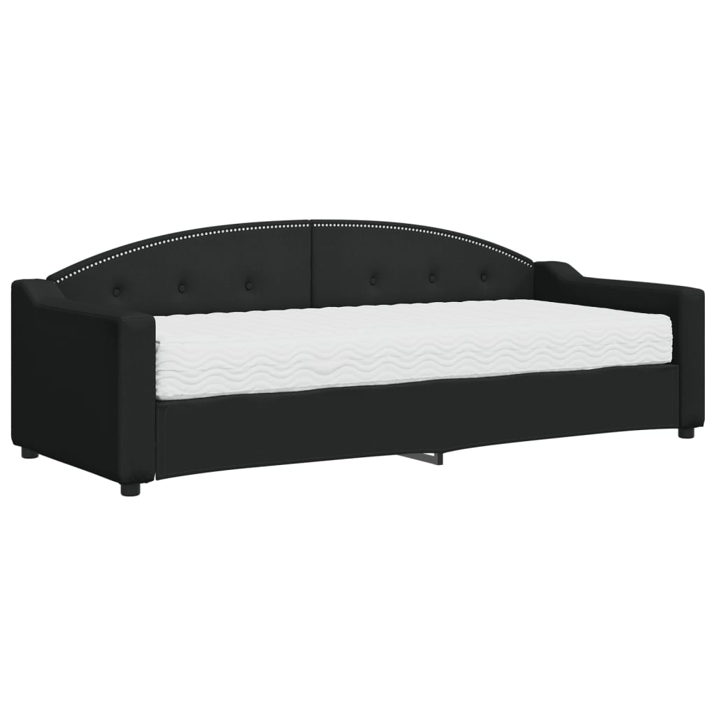 vidaXL Lit de jour avec matelas noir 80x200 cm tissu