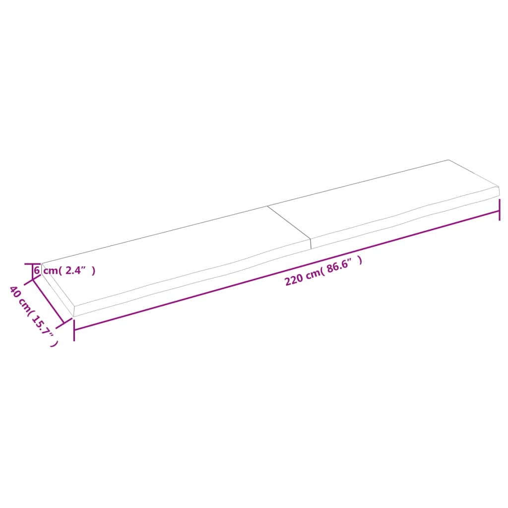 vidaXL Dessus de table marron foncé bois chêne massif traité