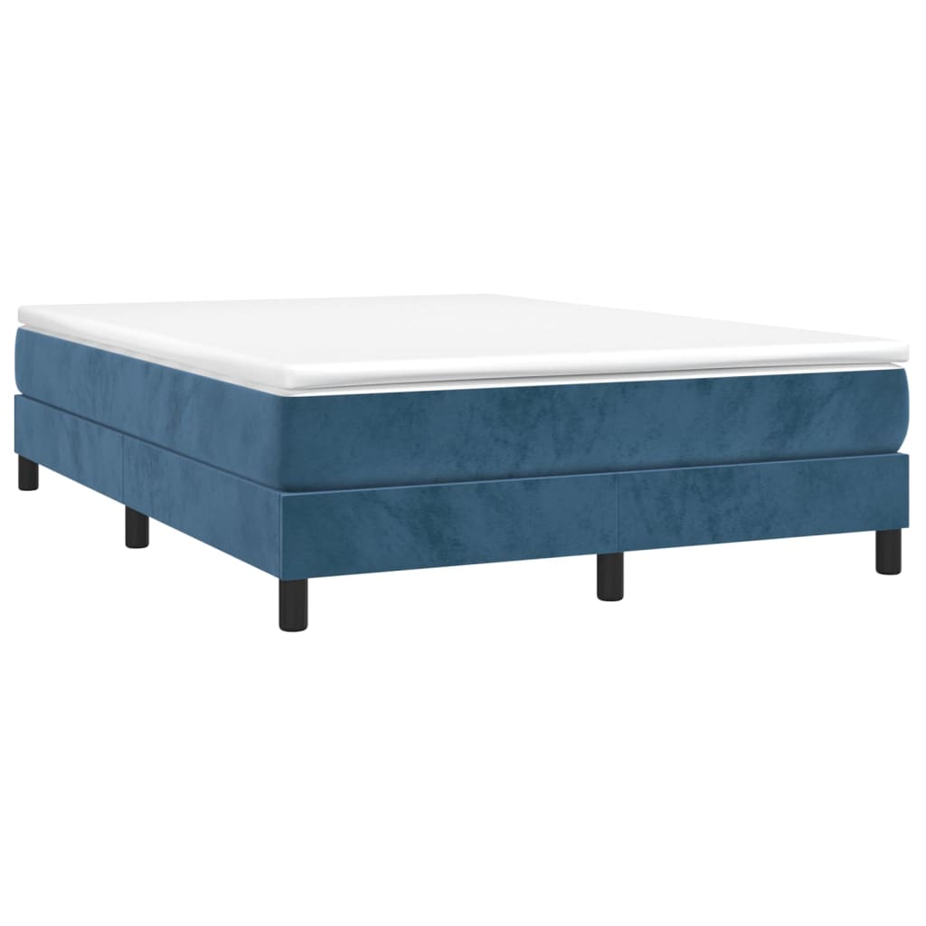 vidaXL Sommier à lattes de lit et matelas Bleu foncé 140x190cm Velours