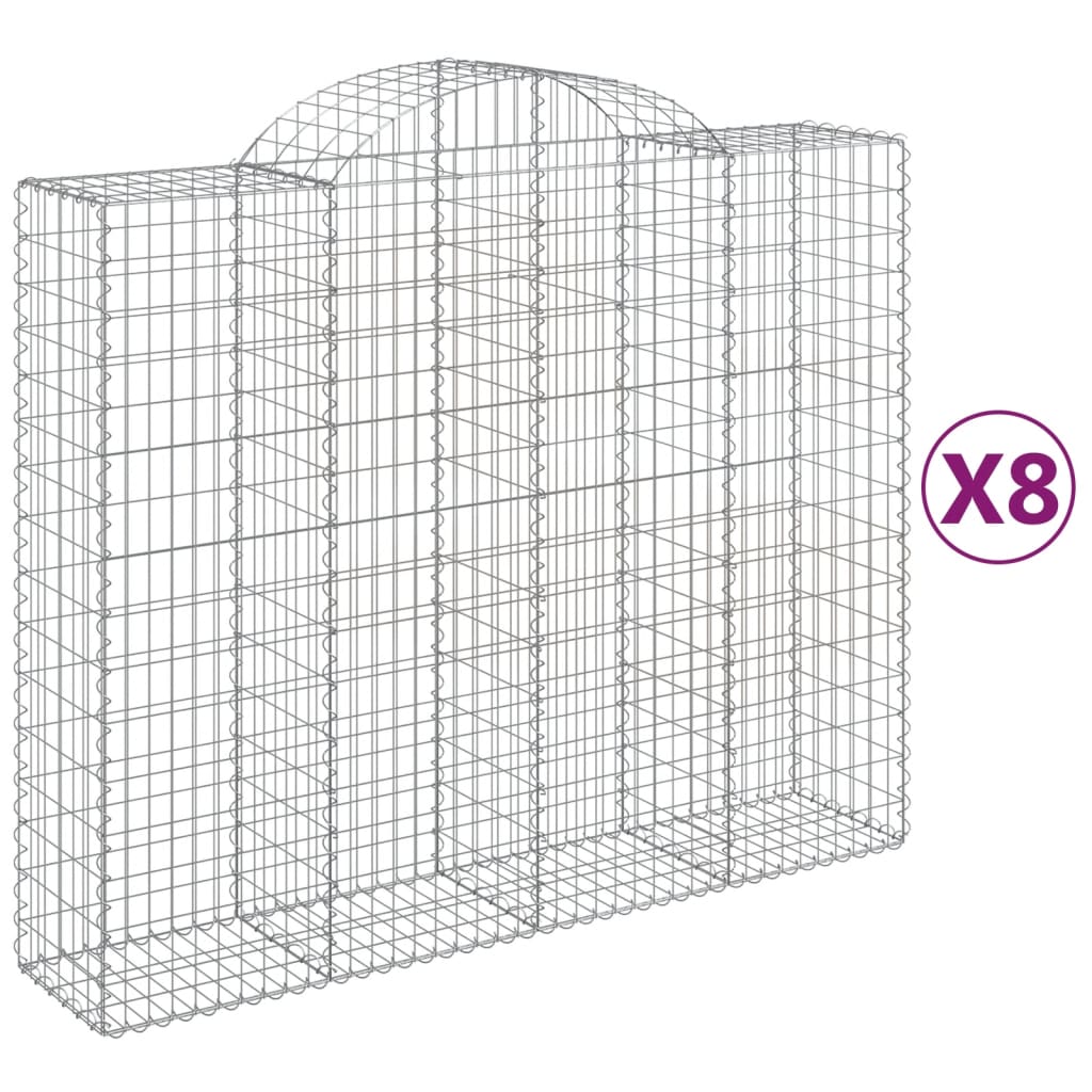 vidaXL Paniers à gabions arqués 8 pcs 200x50x160/180 cm Fer galvanisé