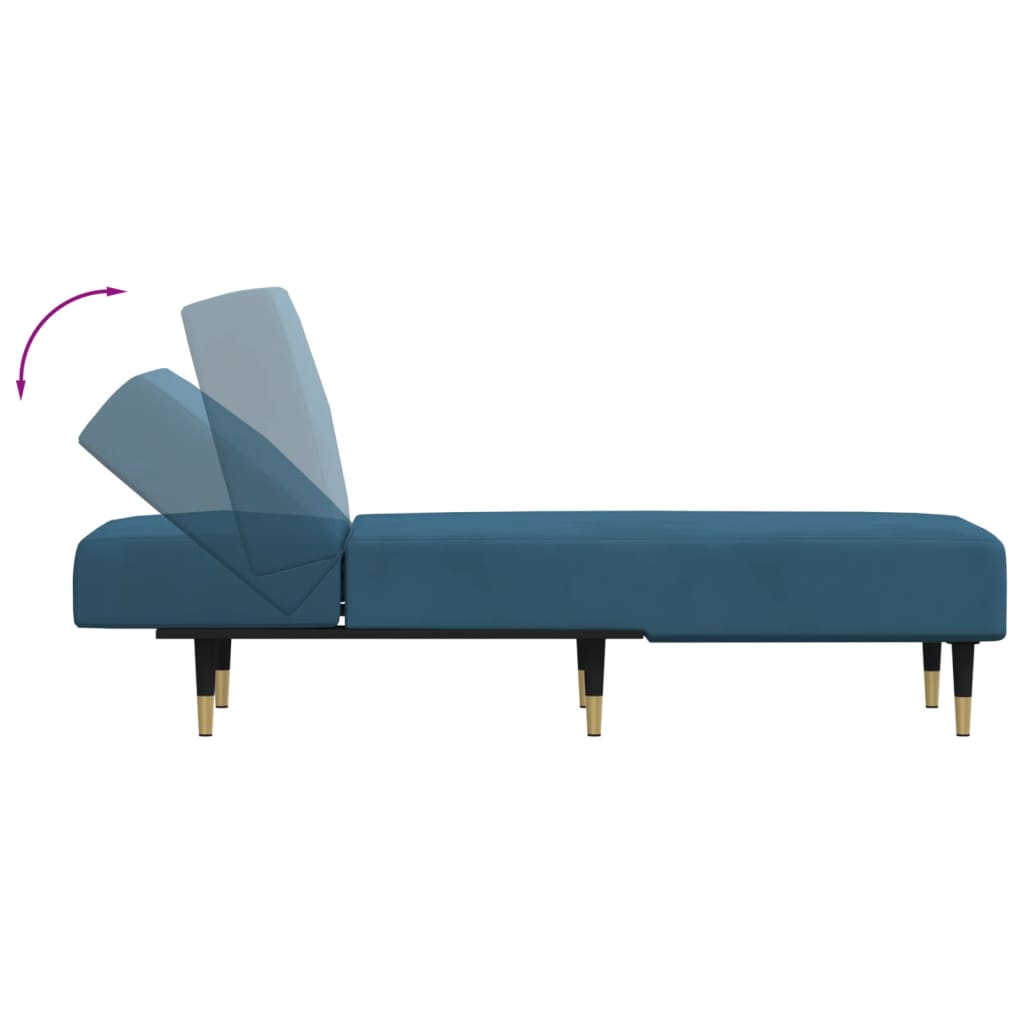 vidaXL Chaise longue bleu velours