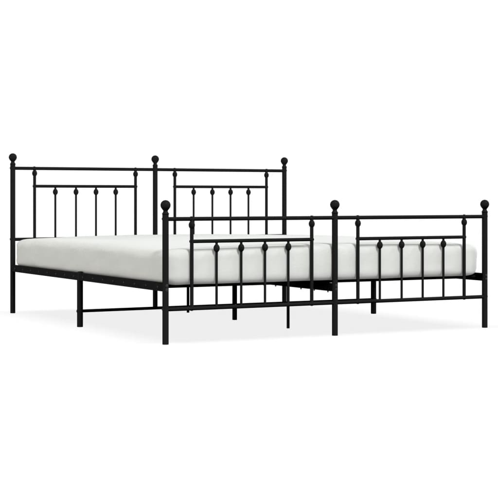 vidaXL Cadre de lit métal sans matelas avec pied de lit noir 200x200cm