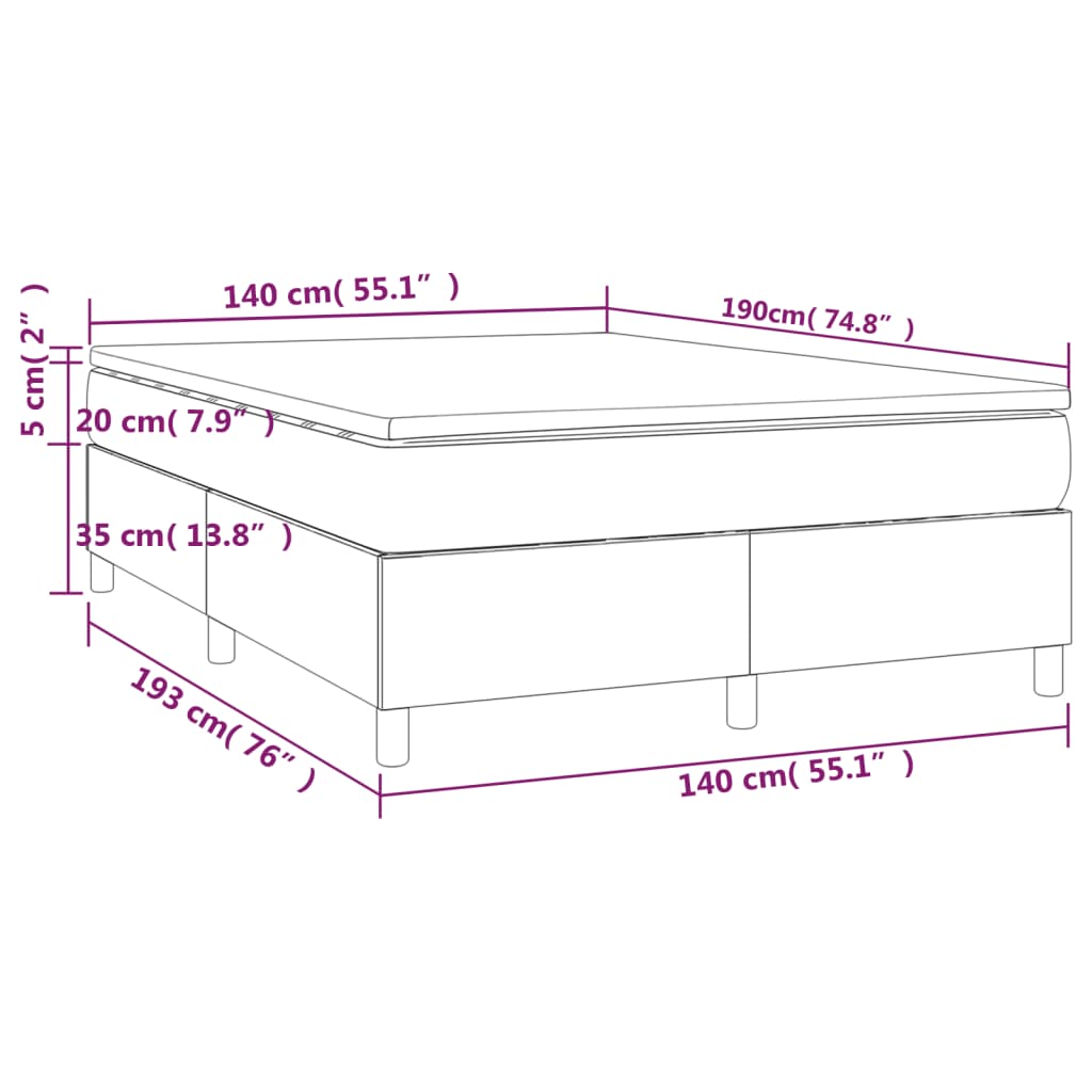 vidaXL Sommier à lattes de lit avec matelas Crème 140x190 cm Tissu