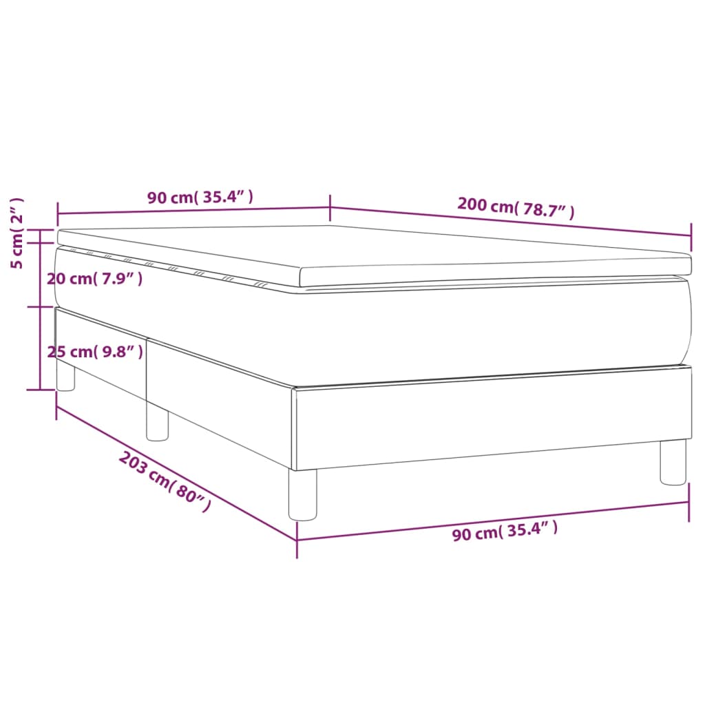 vidaXL Sommier à lattes de lit avec matelas Crème 90x200 cm Tissu