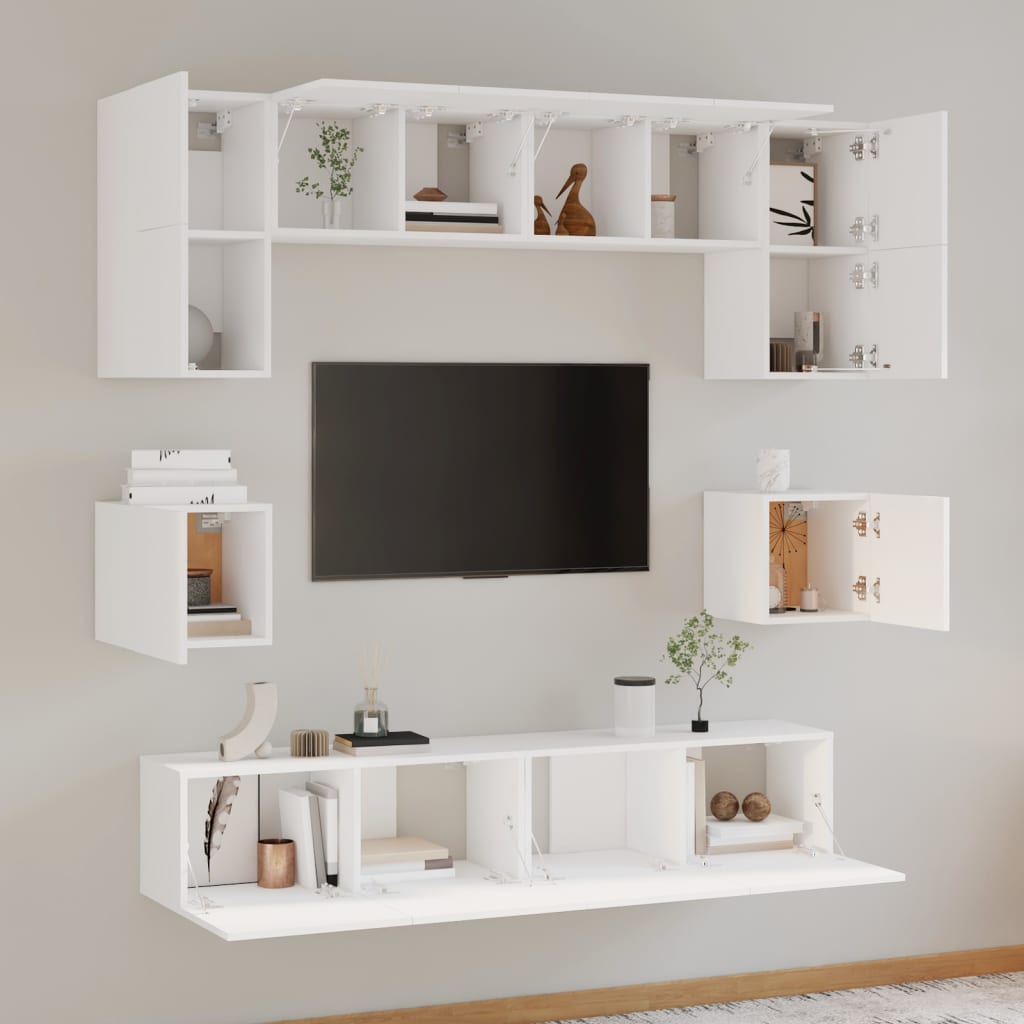 vidaXL Ensemble de meubles TV 8 pcs Blanc Bois d'ingénierie