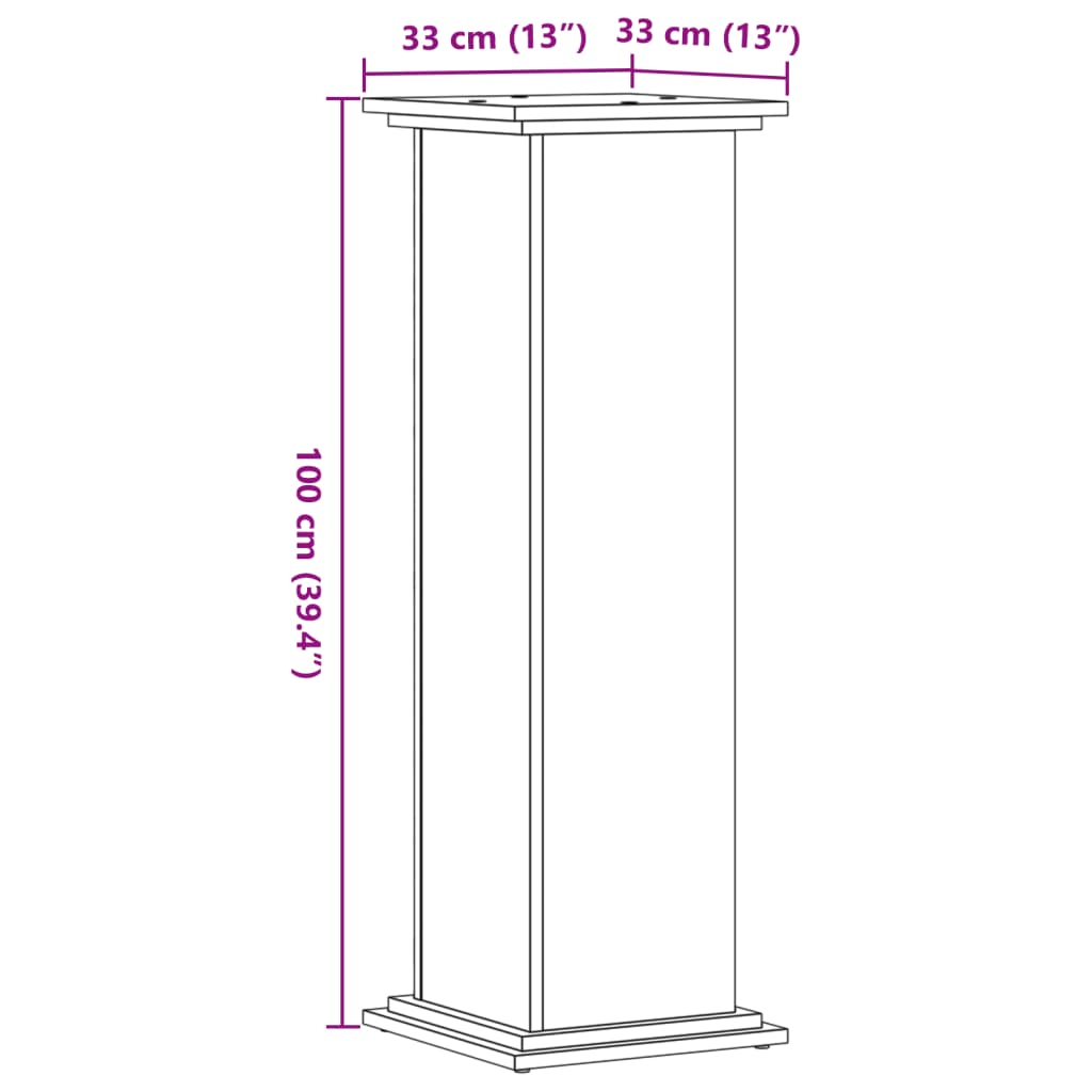 vidaXL Support pour plantes vieux bois 33x33x100 cm bois d'ingénierie