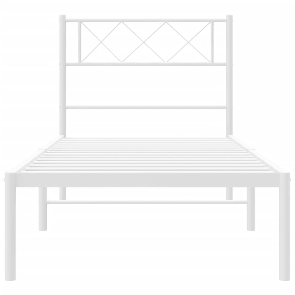 vidaXL Cadre de lit métal sans matelas et tête de lit blanc 100x190 cm