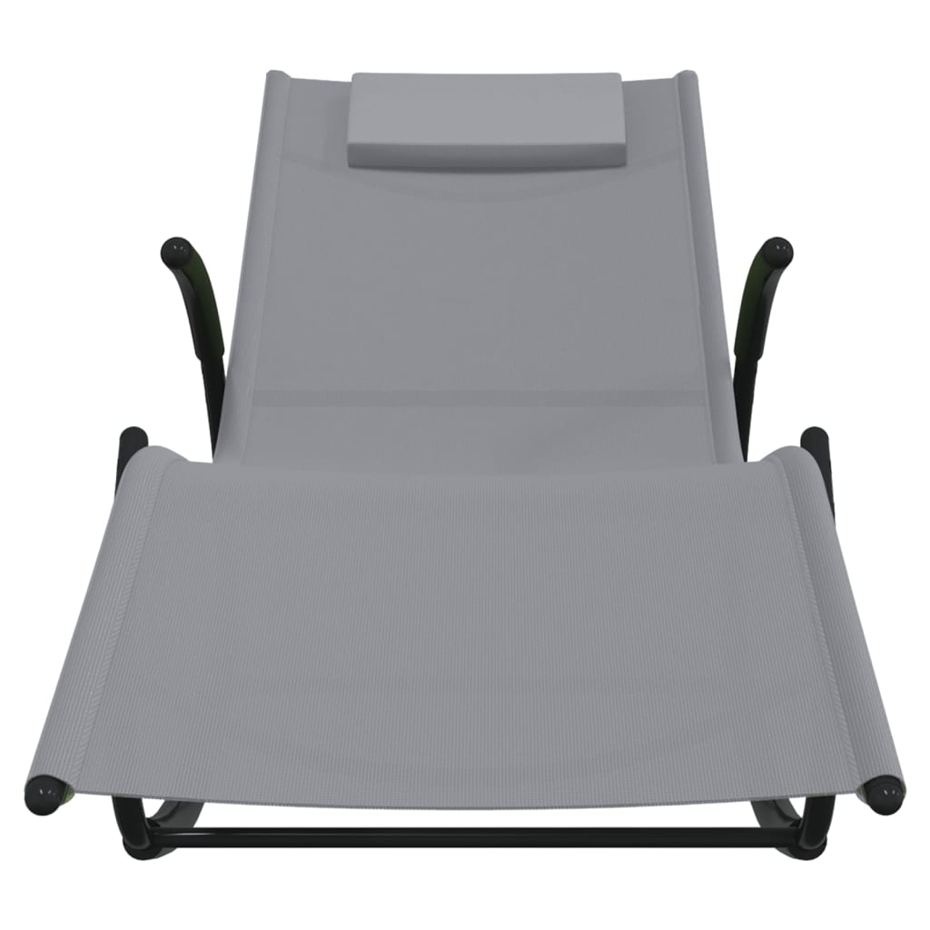 vidaXL Chaises longues à bascule lot de 2 Gris Acier et textilène