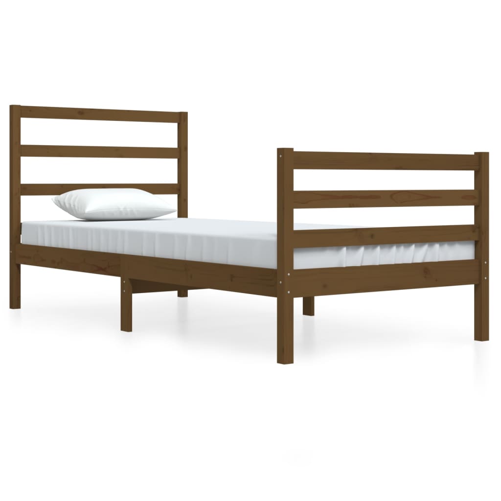 vidaXL Cadre de lit sans matelas Marron miel Bois pin massif 90x200 cm