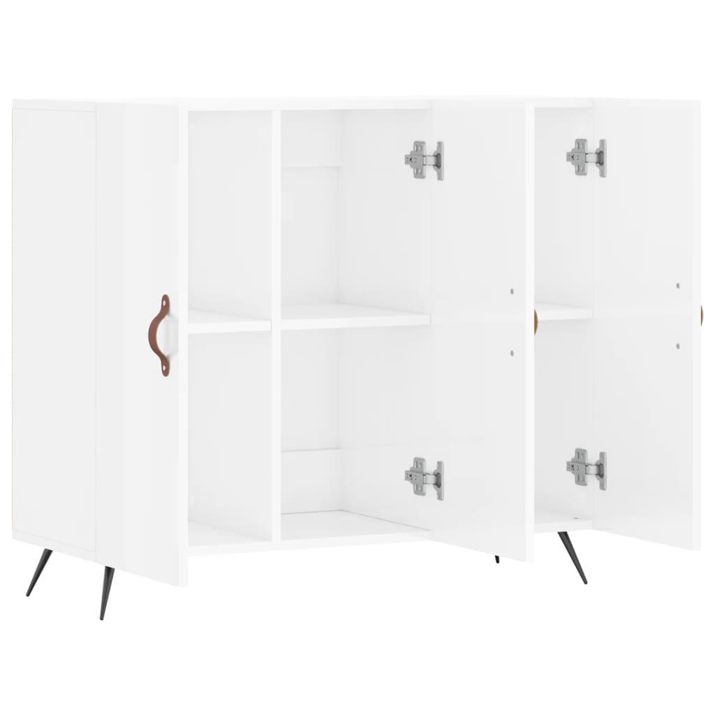 vidaXL Buffet blanc brillant 90x34x80 cm bois d'ingénierie