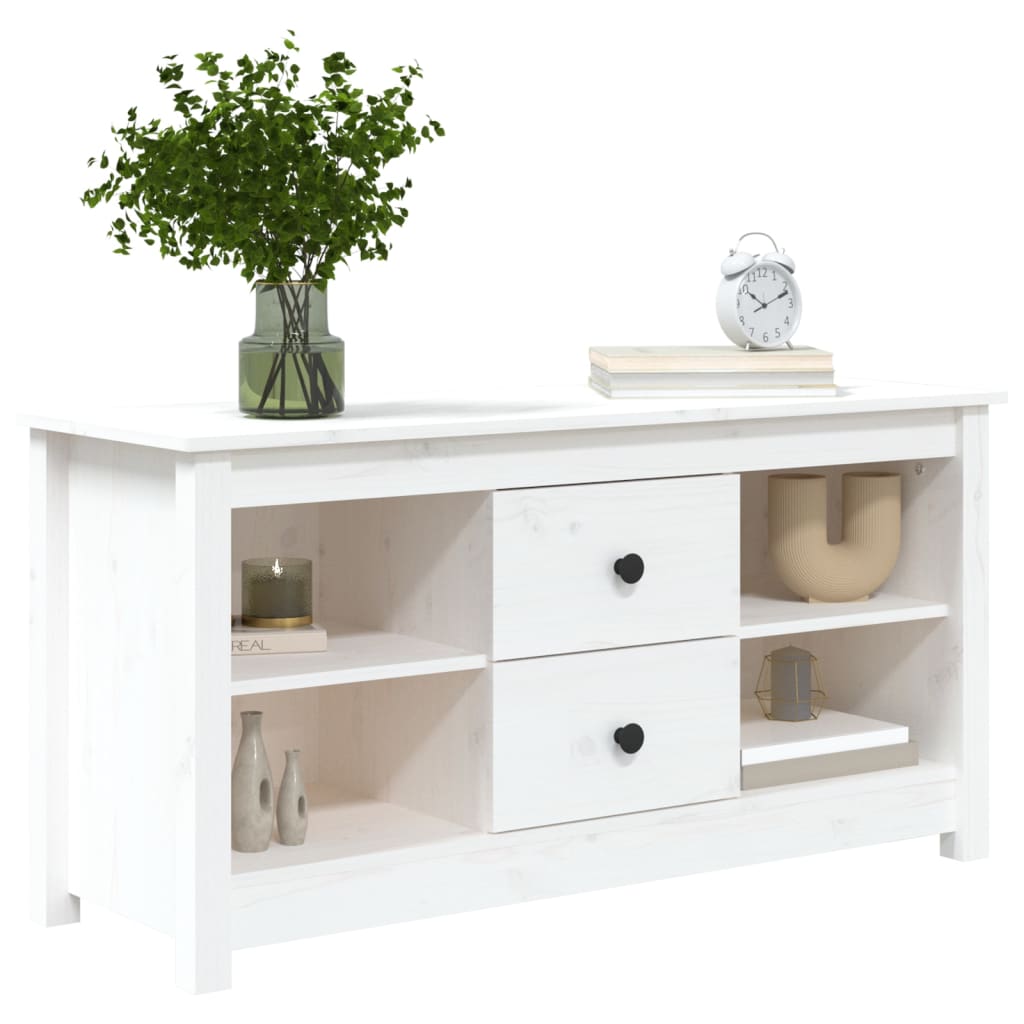 vidaXL Meuble TV Blanc 103x36,5x52 cm Bois de pin massif