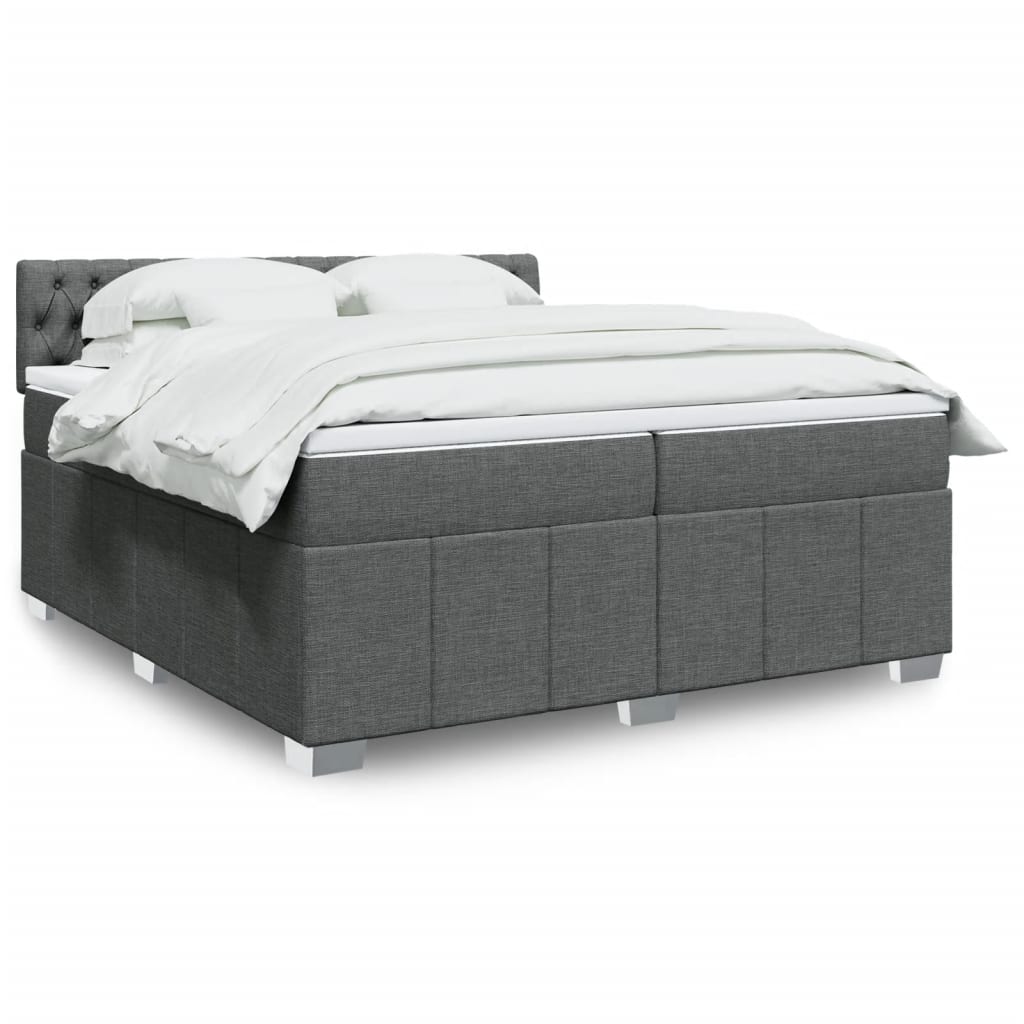 vidaXL Sommier à lattes de lit avec matelas Gris foncé 200x200cm Tissu