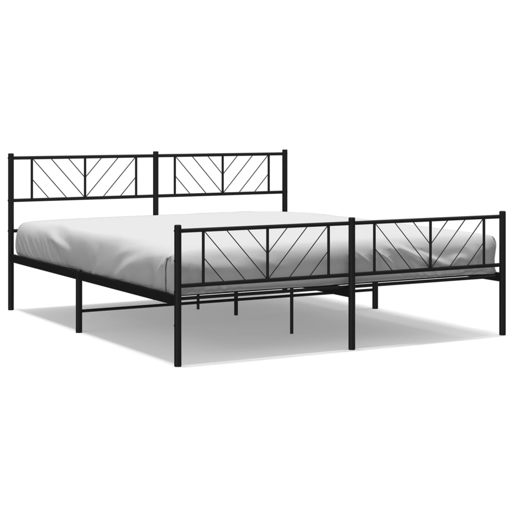 vidaXL Cadre de lit métal sans matelas avec pied de lit noir 200x200cm