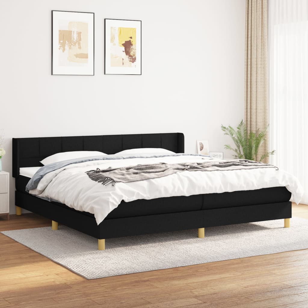 vidaXL Sommier à lattes de lit avec matelas Noir 200x200 cm Tissu