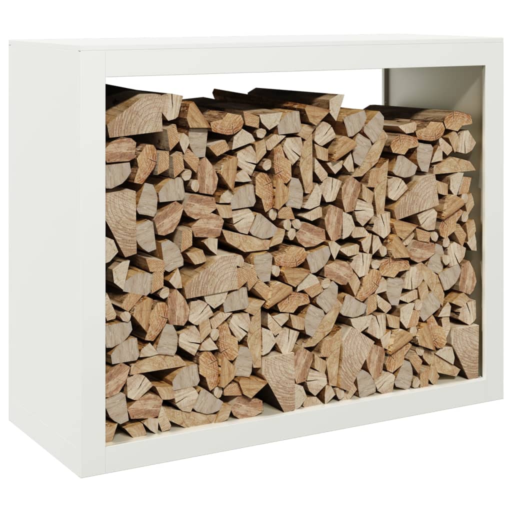 vidaXL Portant de bois de chauffage blanc 100x40x80 cm acier