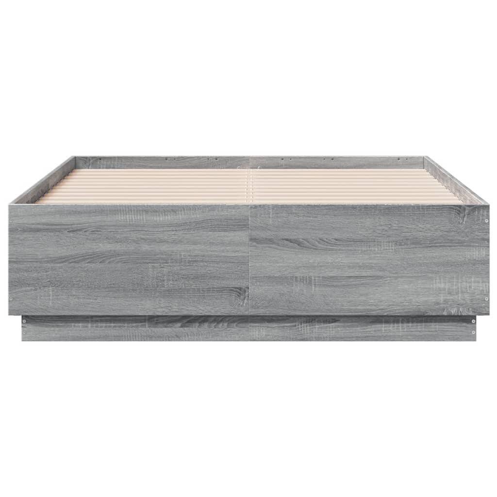 vidaXL Cadre de lit sonoma gris 140x190 cm bois d'ingénierie