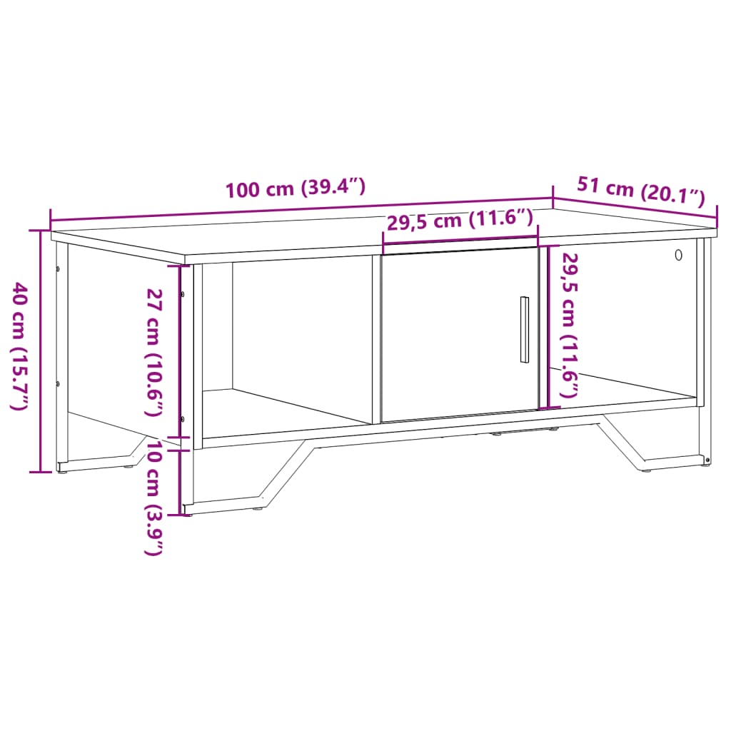 vidaXL Table basse noir 100x51x40 cm bois d'ingénierie