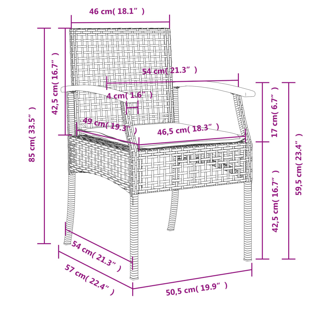 vidaXL Chaises de jardin coussins lot de 2 gris résine tressée acacia