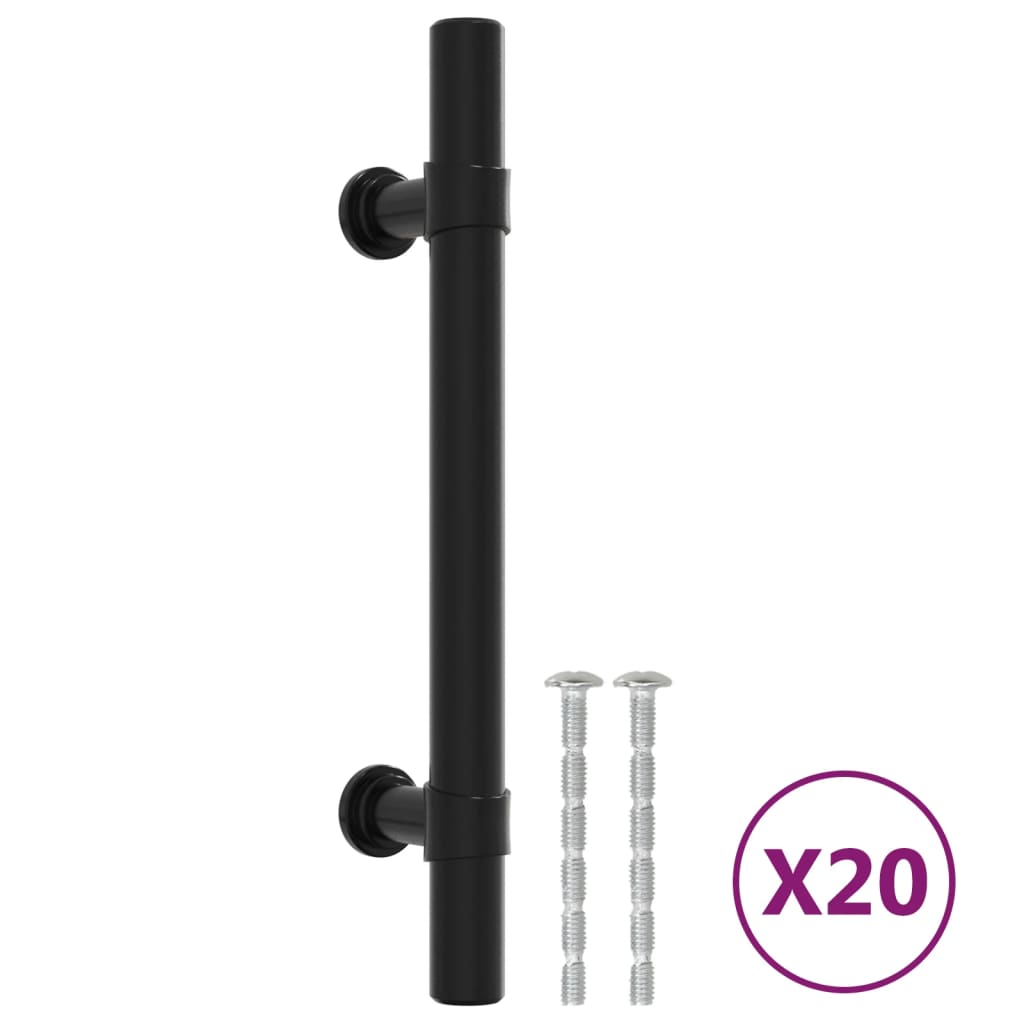 vidaXL Poignées d'armoire 20 pcs noir 96 mm acier inoxydable