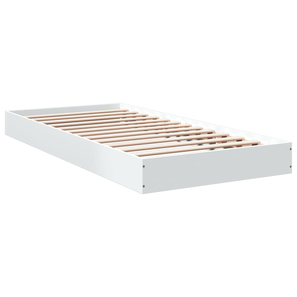 vidaXL Cadre de lit sans matelas blanc 75x190 cm bois d'ingénierie