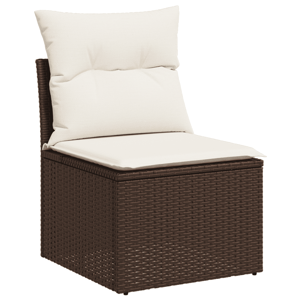 vidaXL Salon de jardin avec coussins 12 pcs marron résine tressée