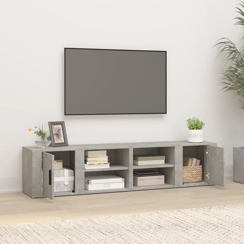 vidaXL Meubles TV 2 pcs Gris béton 80x31,5x36 cm Bois d'ingénierie