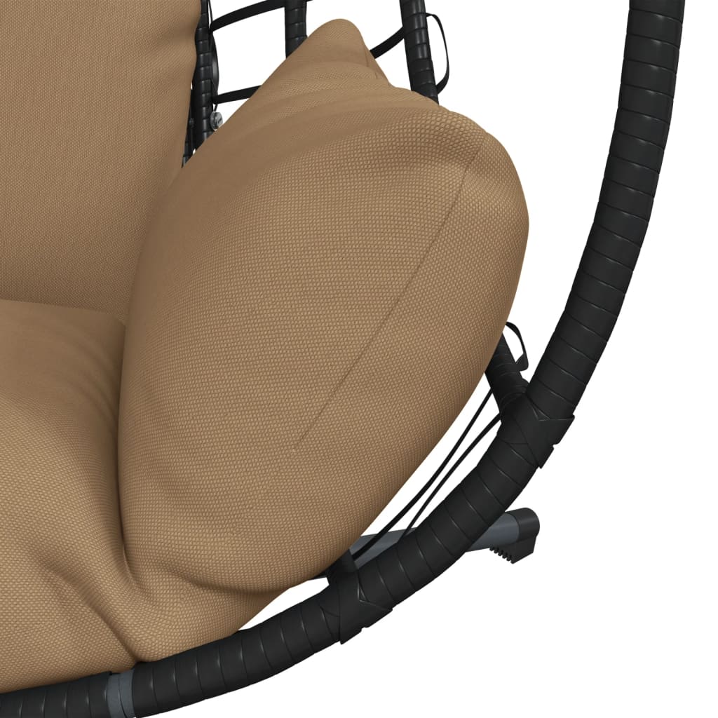 vidaXL Chaise suspendue en forme d'œuf et support taupe rotin et acier