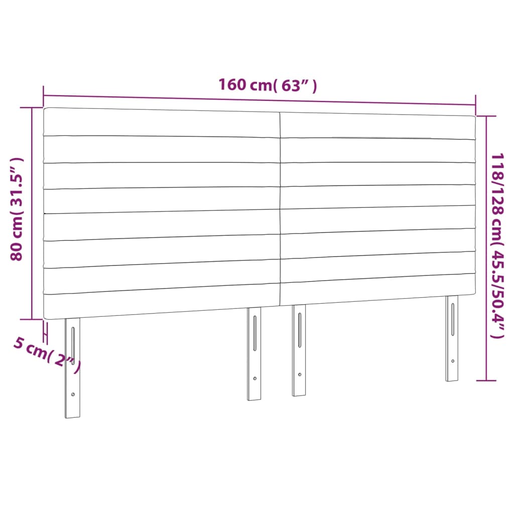 vidaXL Tête de lit à LED Gris foncé 160x5x118/128 cm Tissu