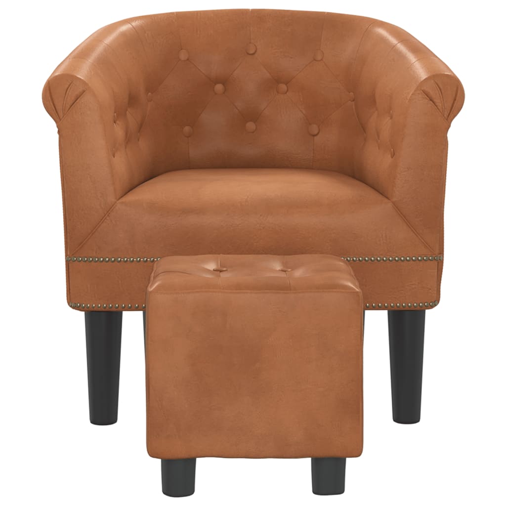 vidaXL Fauteuil avec repose-pied marron similicuir